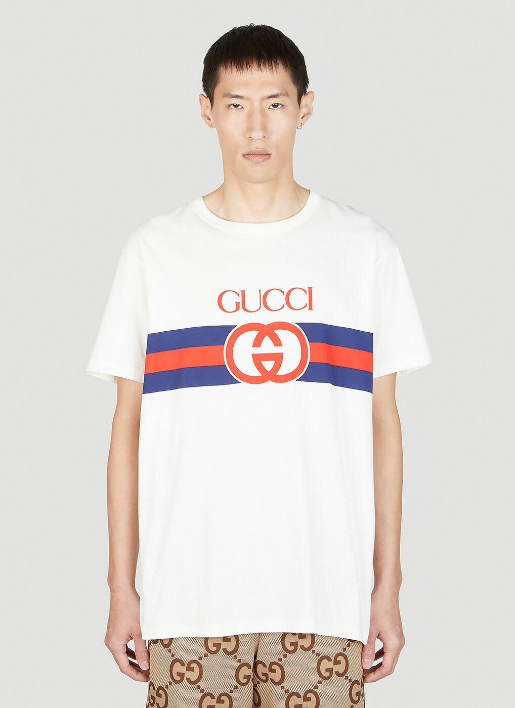 Logo Print T-Shirt in White Gucci