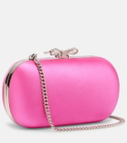 Self-Portrait Bow embellished satin clutch
