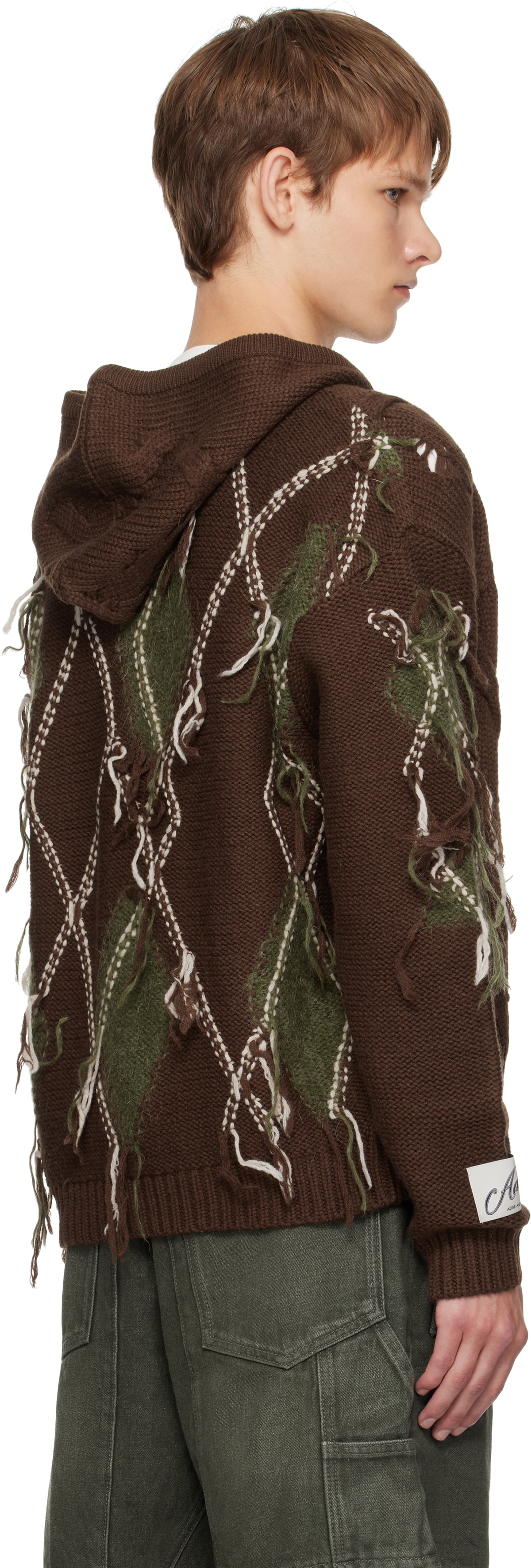 Andersson Bell Brown Argyle Fisherman Zip-Up Hoodie