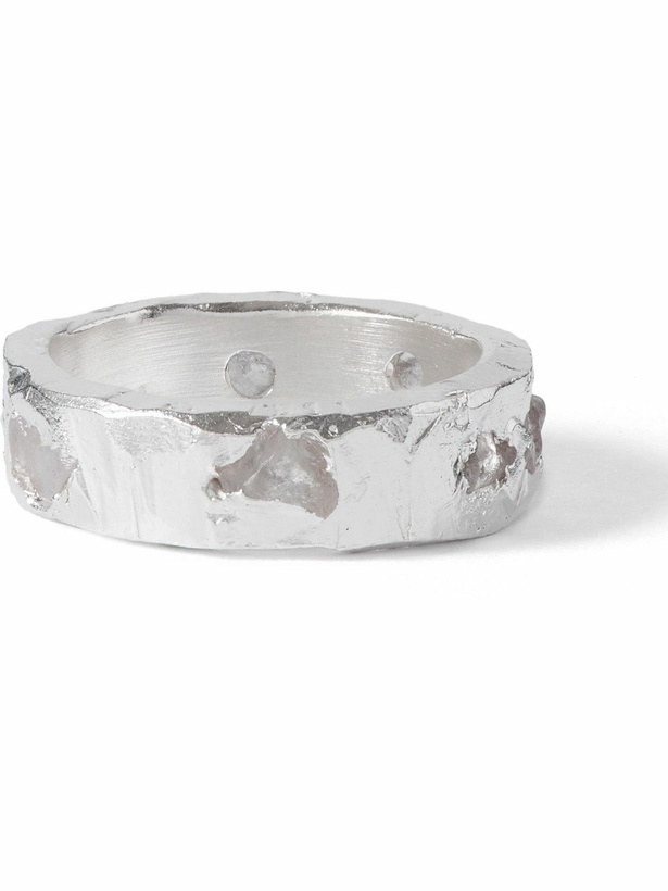 Photo: The Ouze - Hammered Recycled Sterling Silver Sapphire Ring - Silver