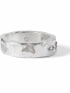 The Ouze - Hammered Recycled Sterling Silver Sapphire Ring - Silver