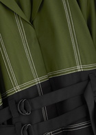 Lovebirds Panelled Colour-blocked Twill Midi Dress Green