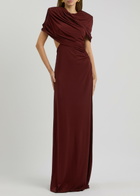 Stella Mccartney Draped Cape-effect Jersey Gown Burgundy