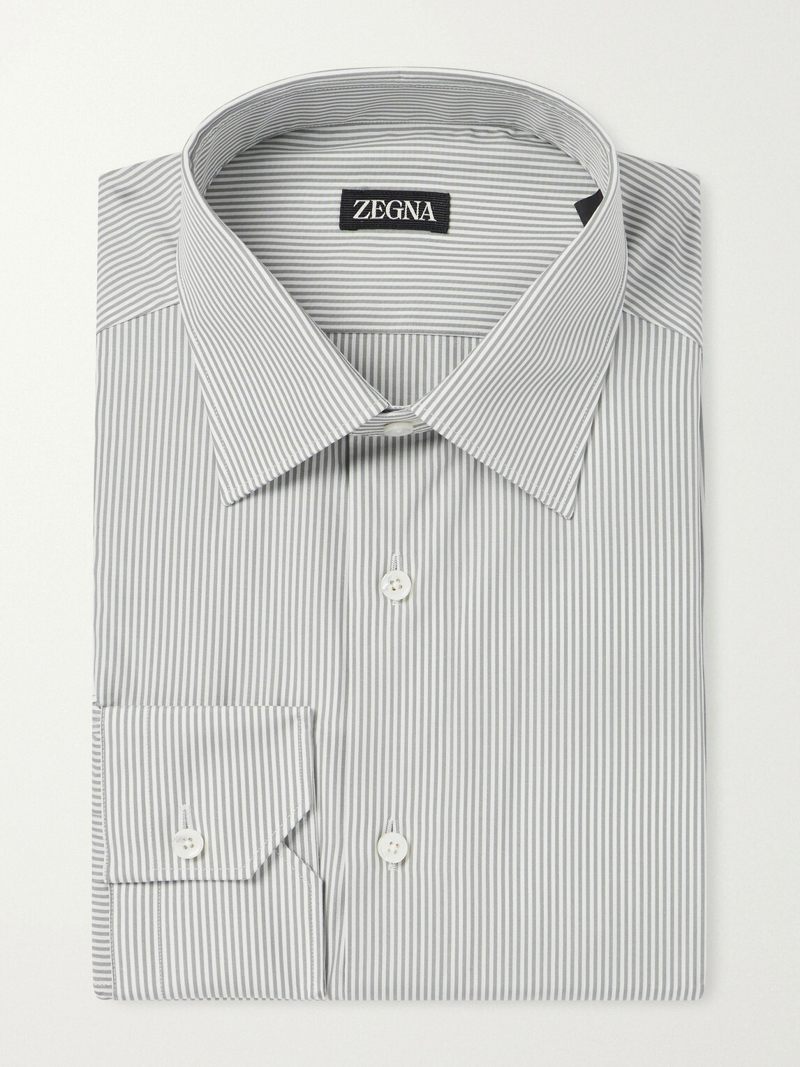 Zegna - Trofeo Stripped Cotton-Poplin Shirt - Blue