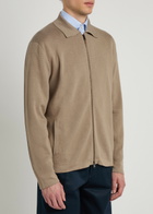 Canali Zip up Modal and Cotton-blend Cardigan Brown