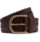 TOM FORD - 4cm Brown Woven Leather Belt - Tan