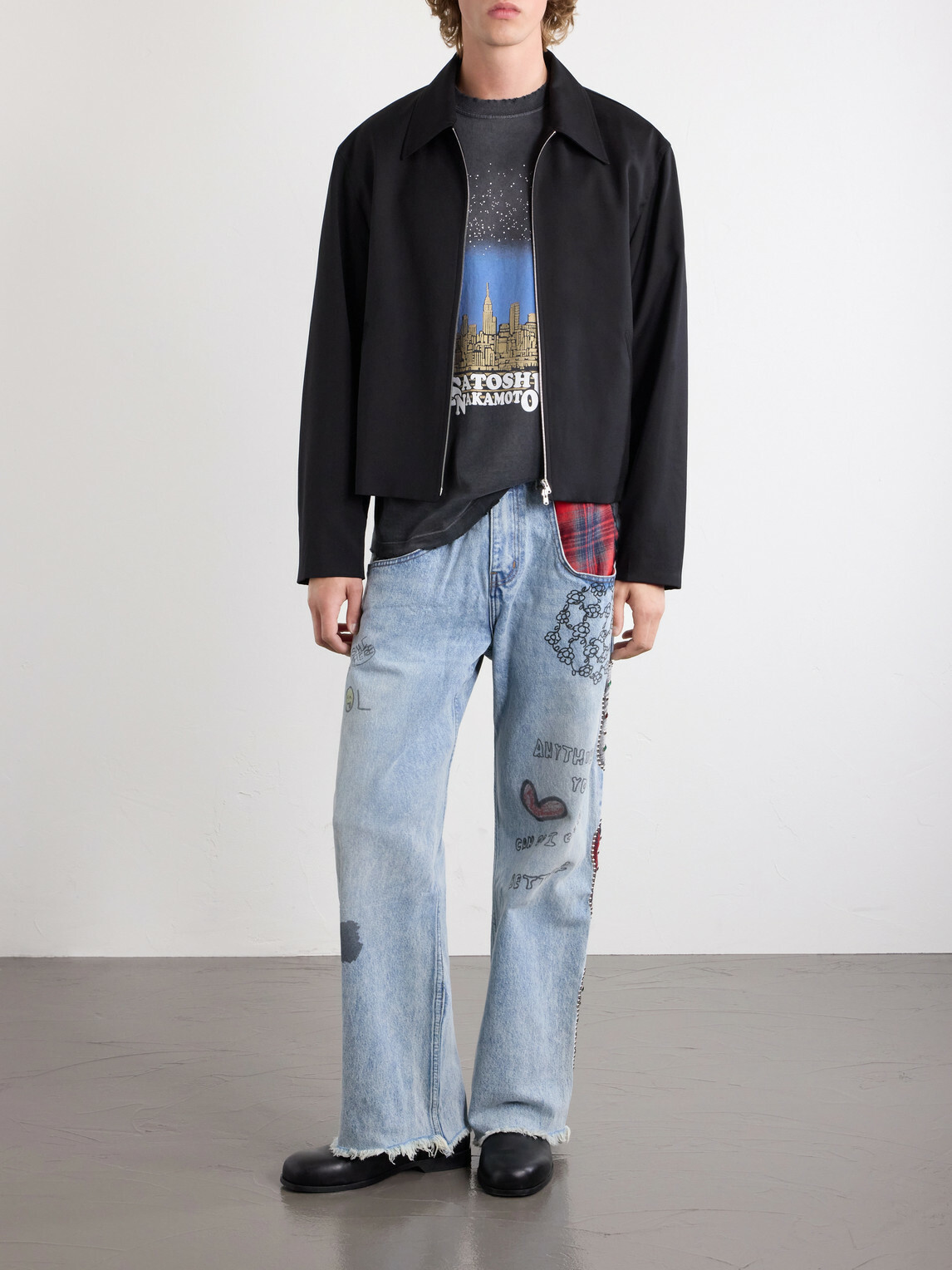 Satoshi Nakamoto - Tourist Logo-Print Distressed Cotton-Jersey T-Shirt - Black