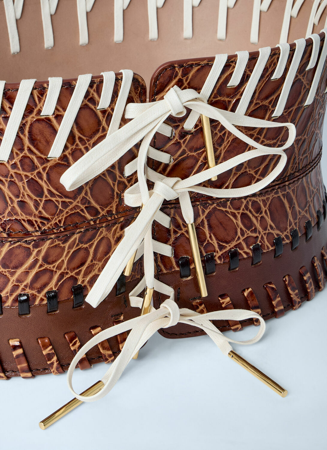 Dries Van Noten Embossed Leather Corset Belt