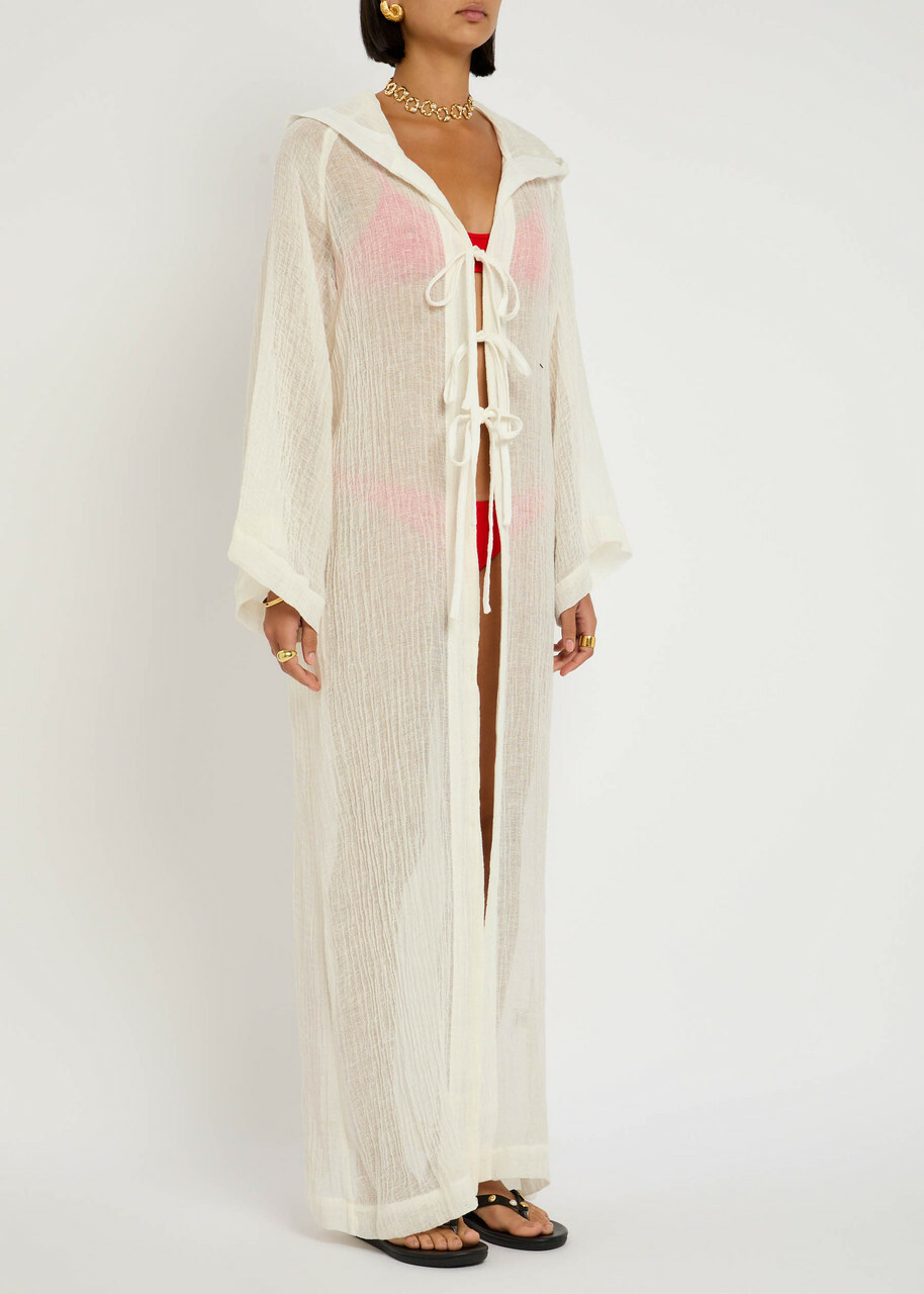 Lisa Marie Fernandez Linen-blend Maxi Beach Cape White