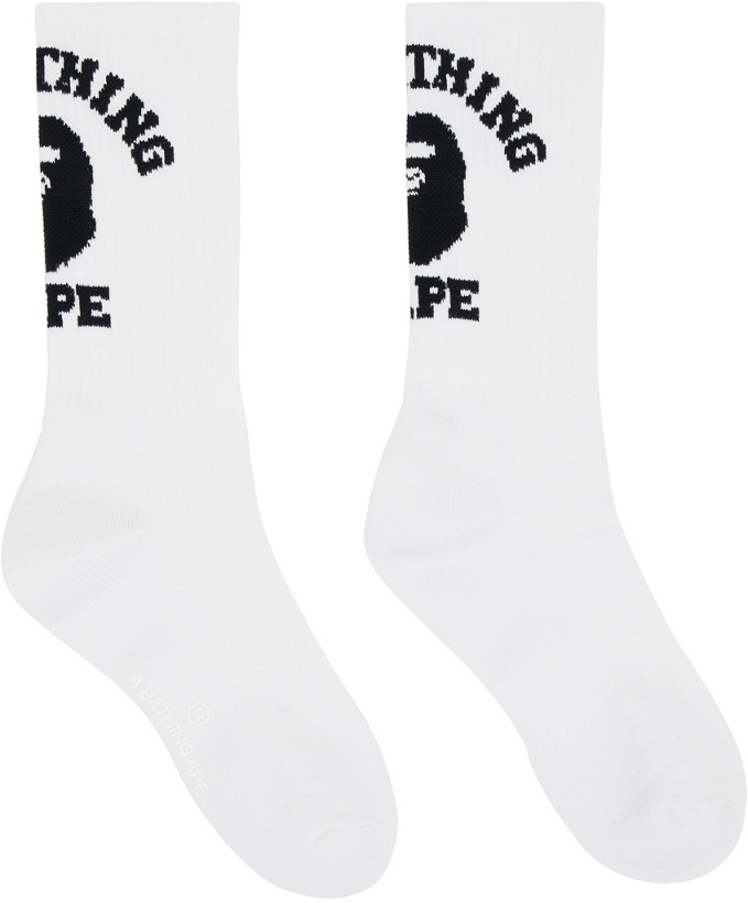 Photo: BAPE White College Socks