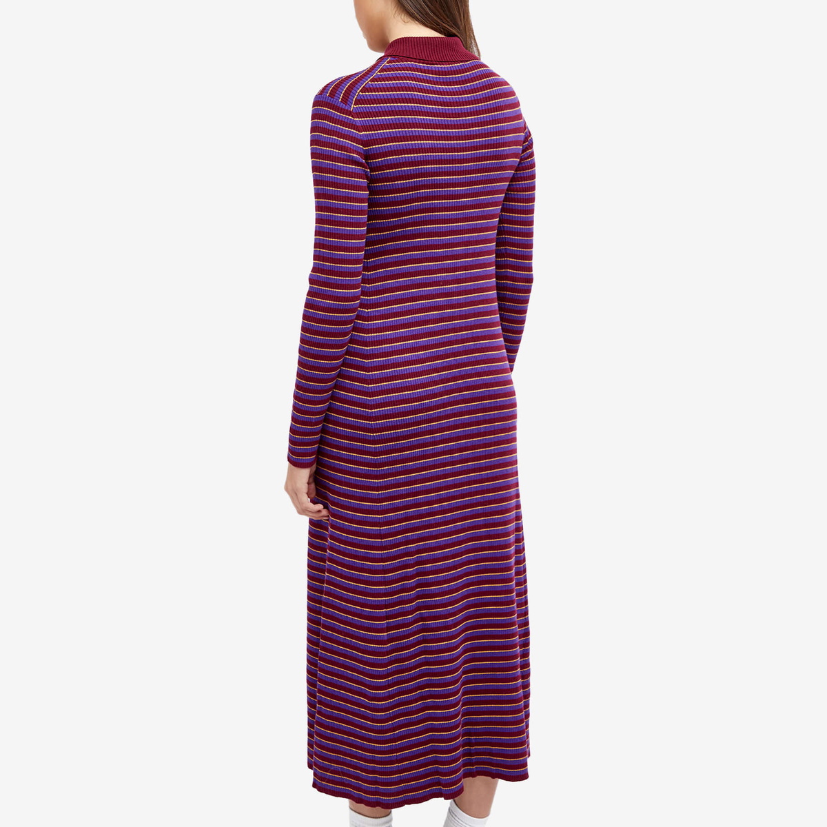 Maison Kitsun Women's Tonal Fox Head Patch Fine Rib Dress in Multicolour  Stripe Maison Kitsune