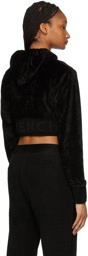 Givenchy Black Velvet Cropped Hoodie