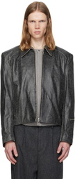 MMIC Gray Vapor Leather Jacket