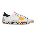 Golden Goose White and Orange Superstar Sneakers