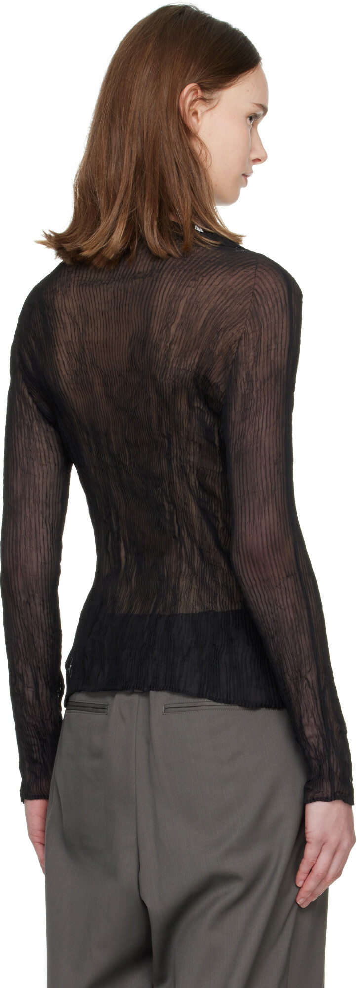 ISSEY MIYAKE Black Chiffon Twist Top
