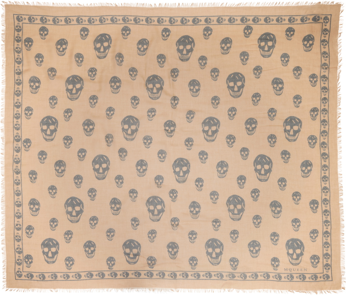McQueen Beige & Gray CA Skull Scarf