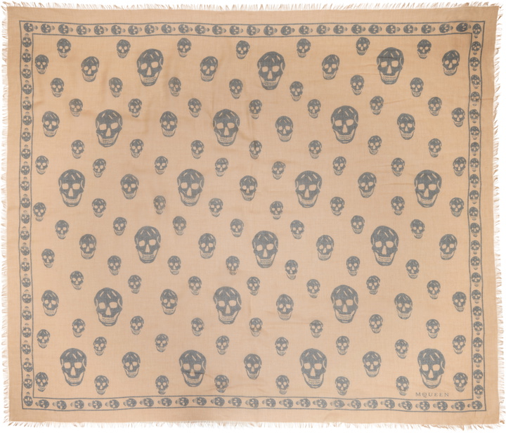 Photo: McQueen Beige & Gray CA Skull Scarf