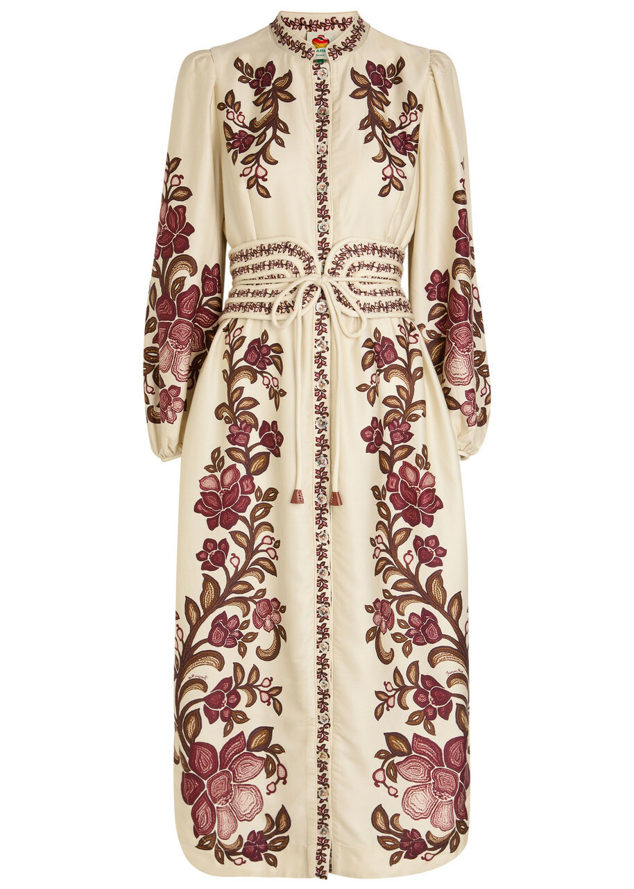 Farm Rio Renata Floral-print Twill Midi Dress White
