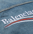 Balenciaga - Cropped Embroidered Distressed Denim Jacket - Men - Mid denim