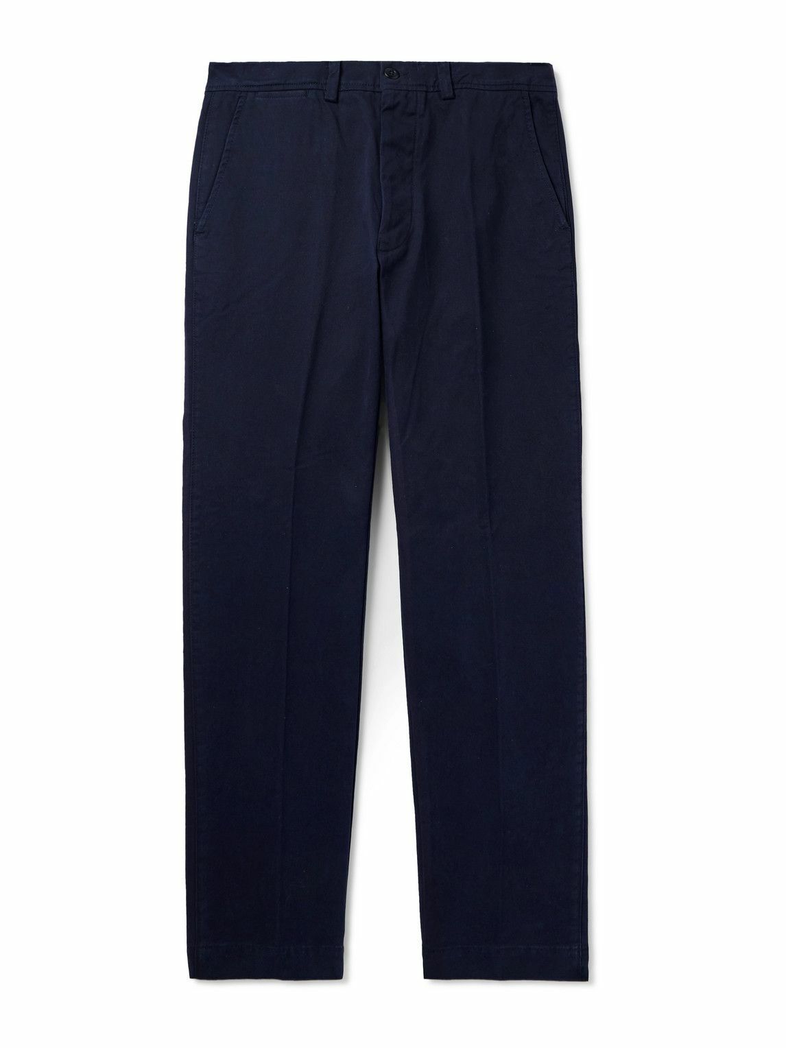 Officine Générale - Straight-Leg Garment-Dyed Cotton-Twill Trousers - Blue