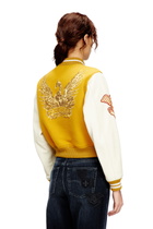 Diesel Cropped varsity jacket in wool and leather - Leather jackets Womens in Multicolor