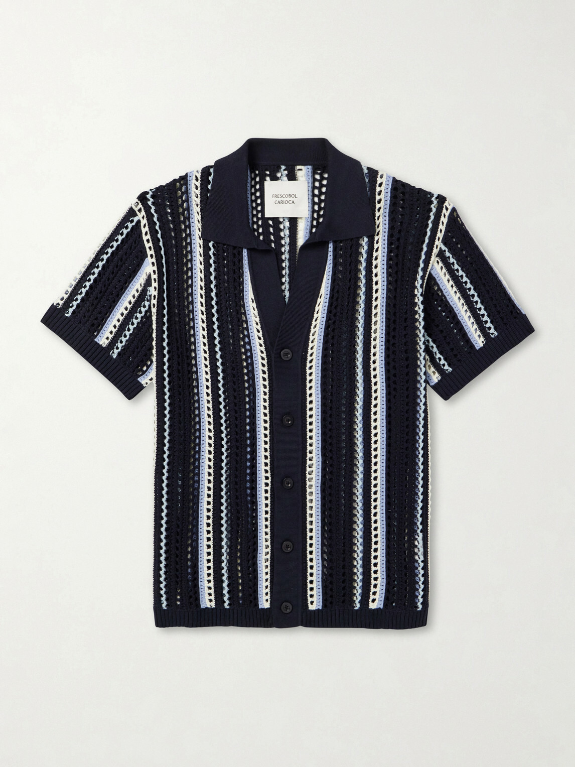 Frescobol Carioca - Pinto Crocheted Cotton Shirt - Blue