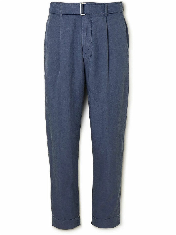 Photo: Officine Générale - Hugo Tapered Garment-Dyed Lyocell-Blend Suit Trousers - Blue