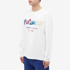 Alexander McQueen Men's Long Sleeve Luminous Graffiti Logo T-Shirt in White