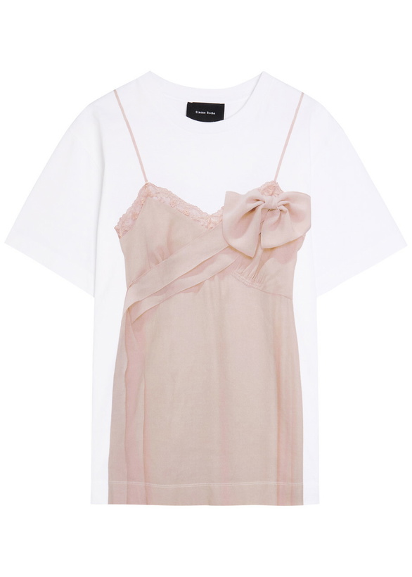 Photo: Simone Rocha Bow Sash Slip Dress Trompe L'oeil Printed Cotton T-shirt White