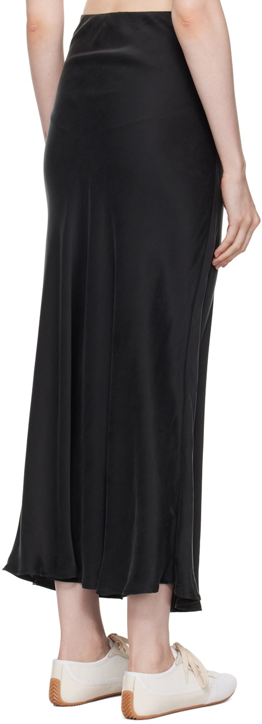 Silk Laundry Black Bias-Cut Maxi Skirt