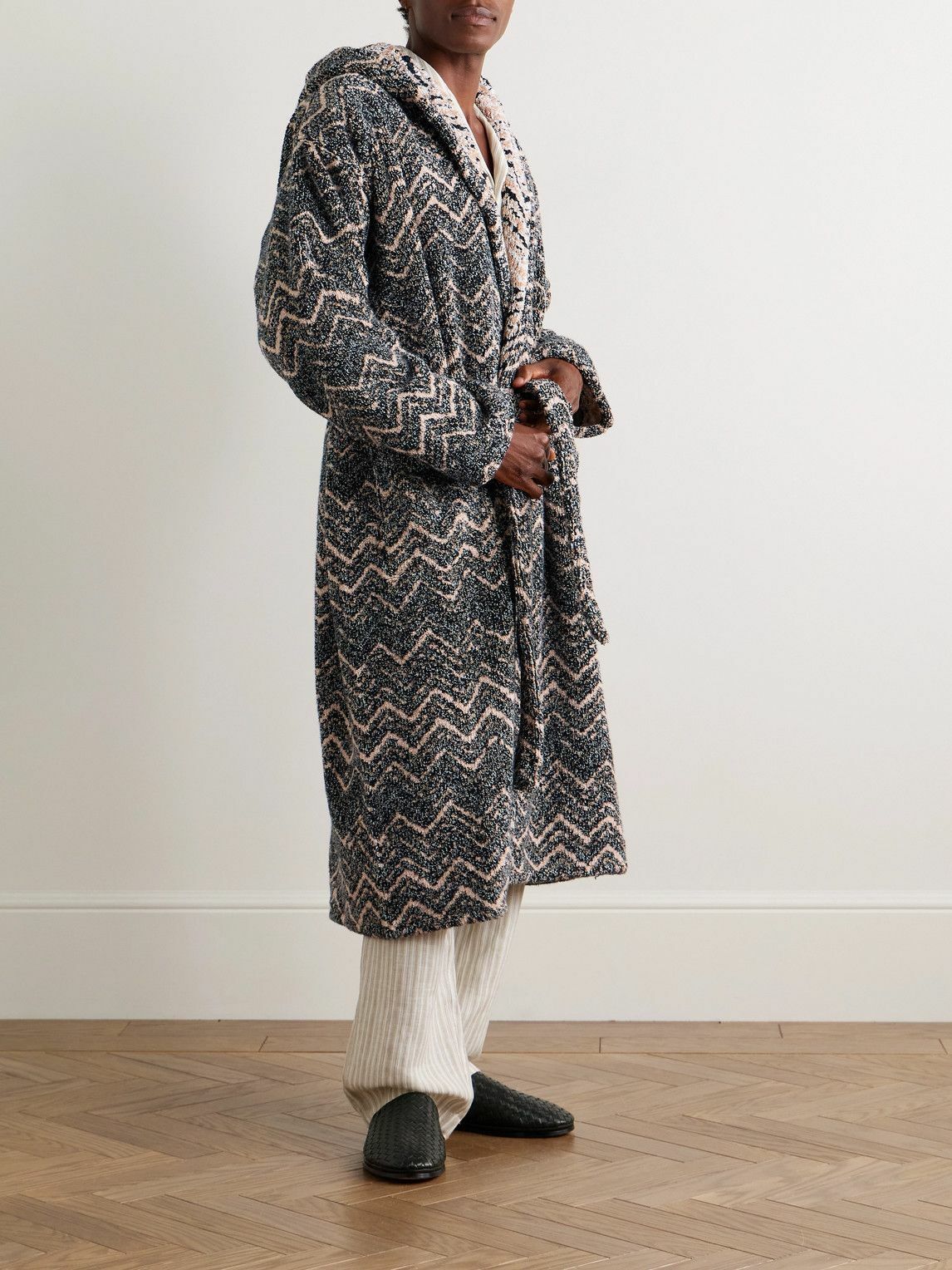 Missoni Home - Striped Cotton-Terry Jacquard Hooded Robe - Brown