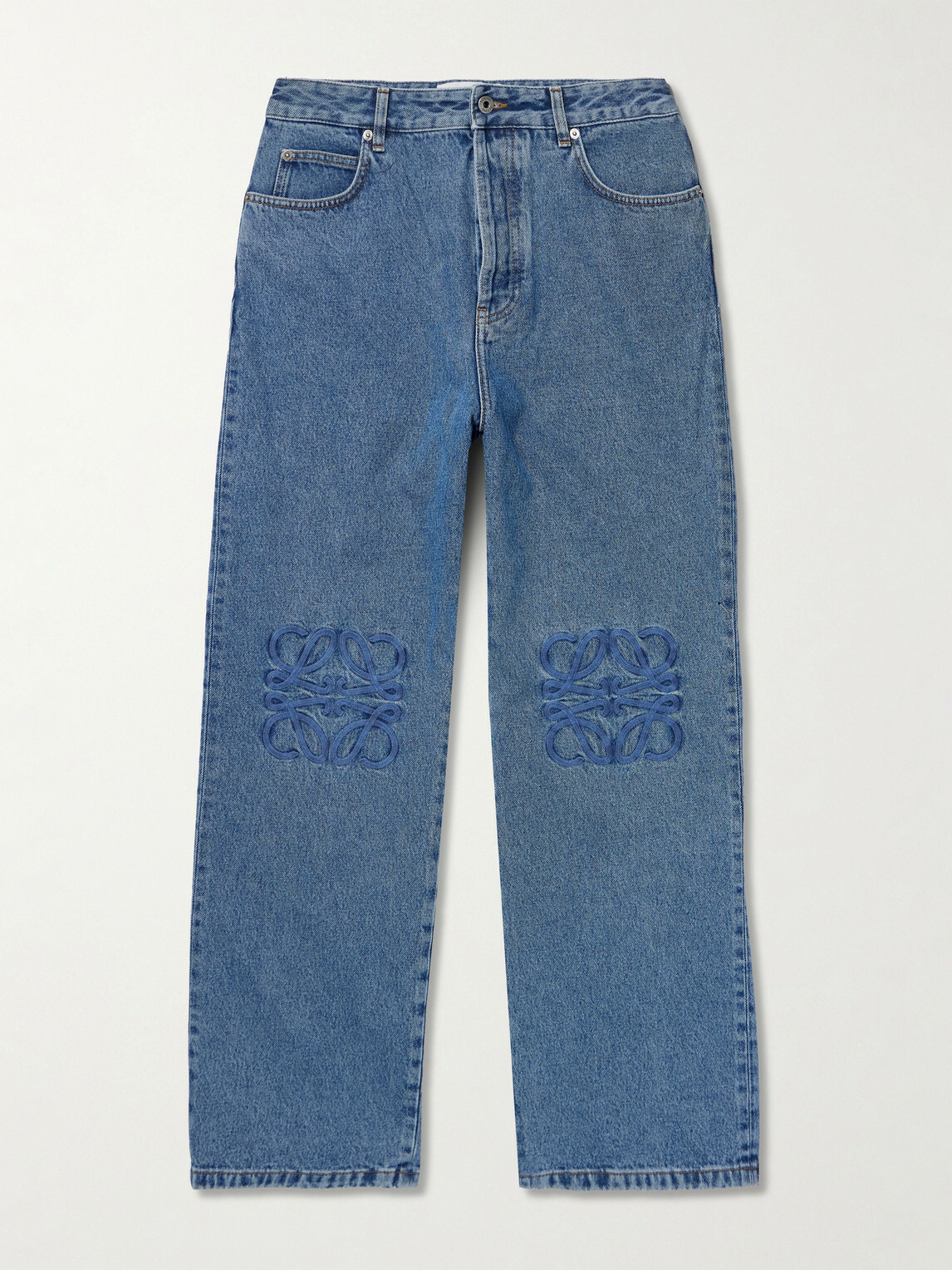 LOEWE - Anagram Wide-Leg Logo-Embroidered Jeans - Blue