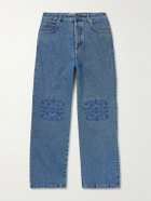 LOEWE - Anagram Wide-Leg Logo-Embroidered Jeans - Blue
