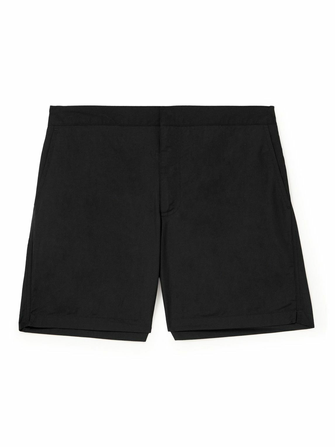 MR P. Straight-Leg Mid-Length Striped Seersucker Swim Shorts for