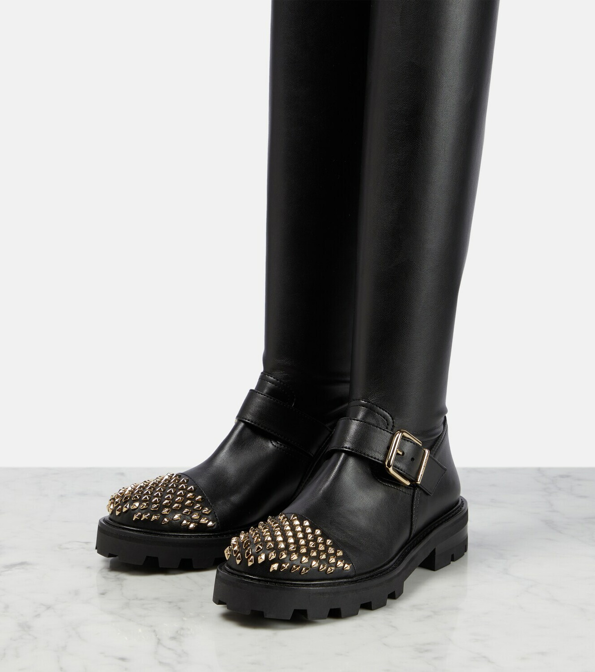 JIMMY CHOO 関税込み Biker II leather boots New Nwob Jimmy Choo Women's BIKER II TALL Black Leather Knee