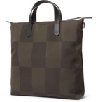 Mismo - Leather-Trimmed Checked Canvas-Jacquard Tote Bag - Green