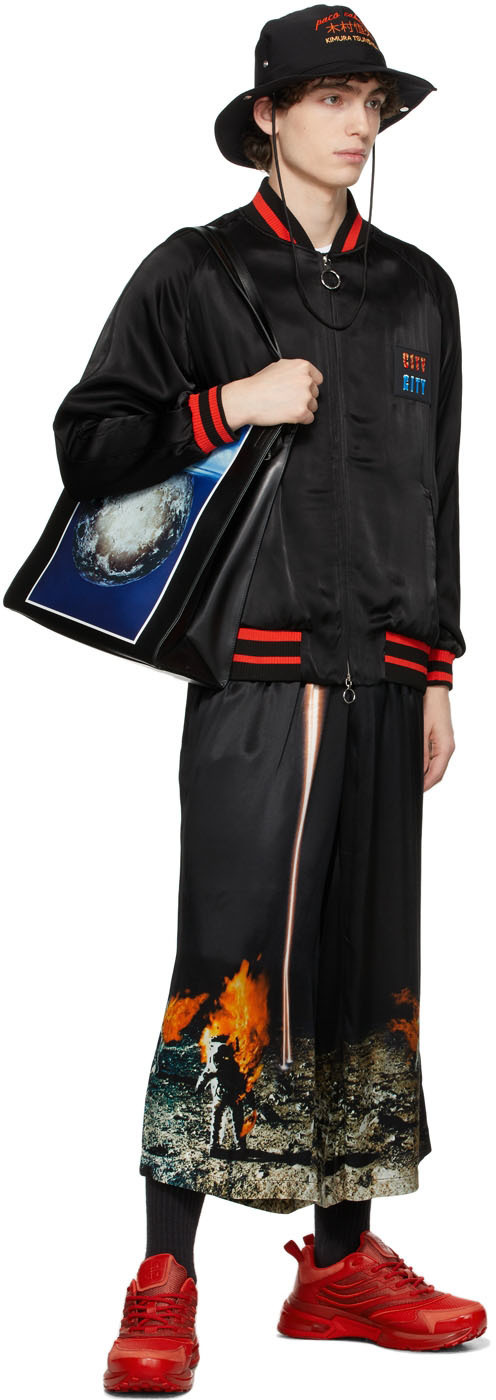 Paco Rabanne Black Satin City Bomber Jacket
