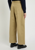 Studio Nicholson Peached Pleated Wide-leg Cotton-twill Trousers Tan