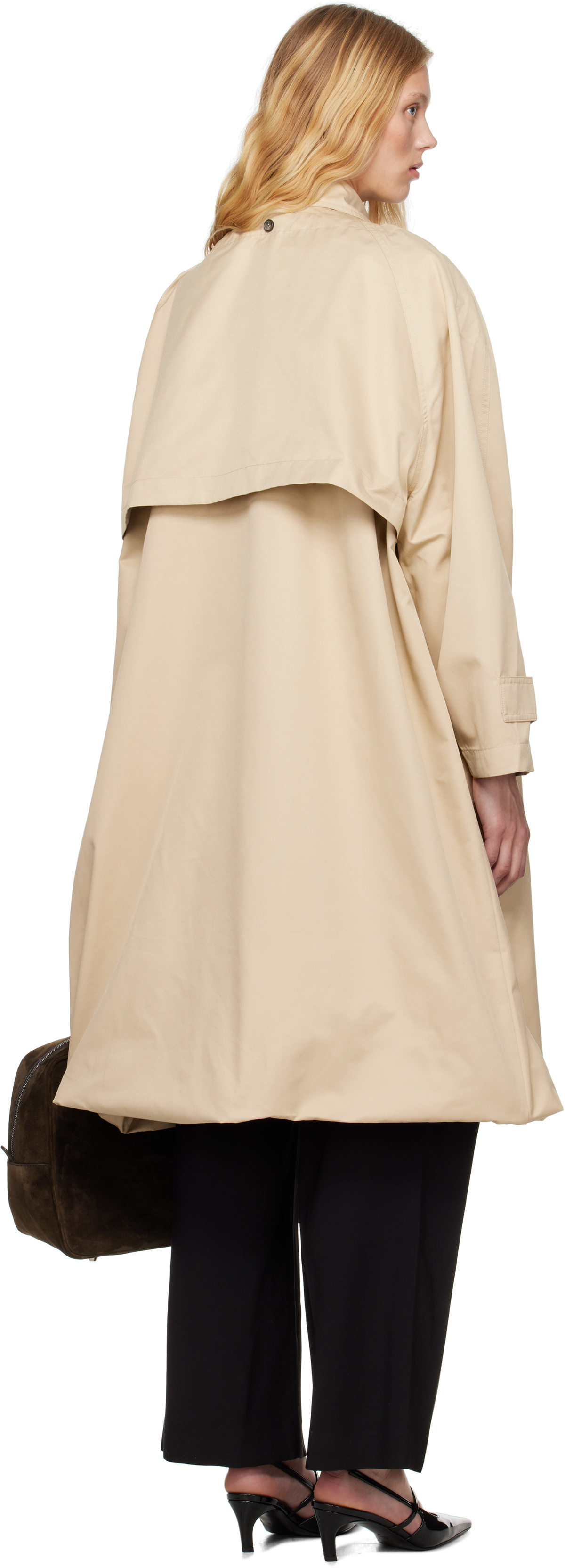 Rokh Beige Balloon Shape Buttoned Trench Coat