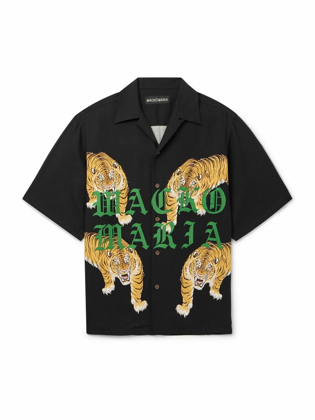 Photo: Wacko Maria - Convertible-Collar Printed Recycled-TENCEL™ Shirt - Black