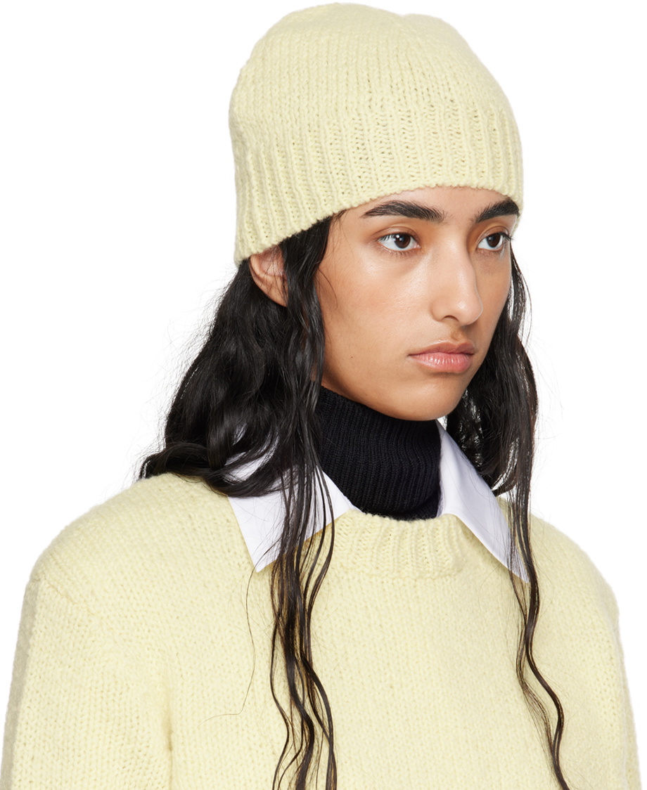 Jil Sander Yellow Irregular Texture Wool Beanie