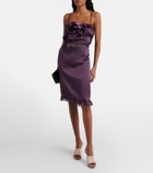 Gucci Lace-trimmed silk satin midi dress