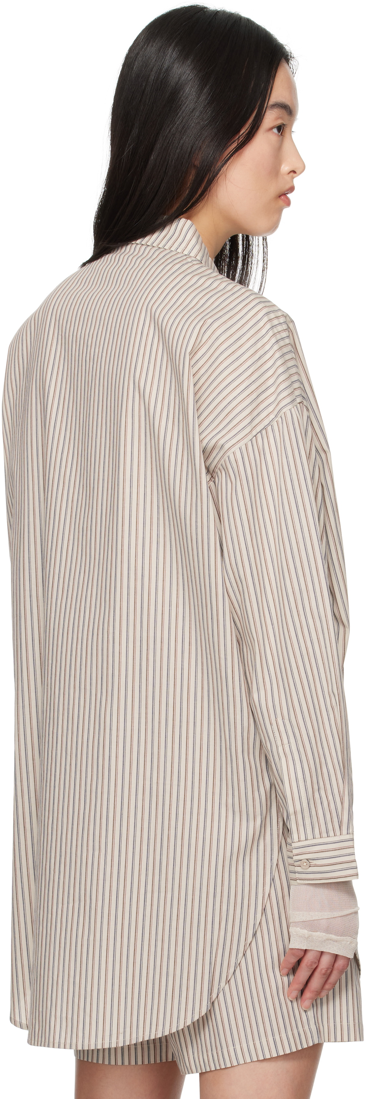 Silk Laundry Beige Cotton Round Shirt