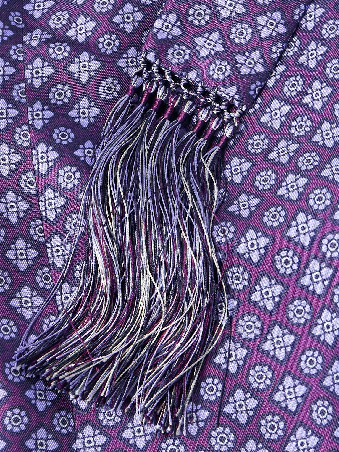Charvet - Belted Printed Silk-Twill Robe - Purple