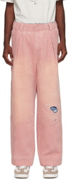 ADER error Pink Distressed Trousers