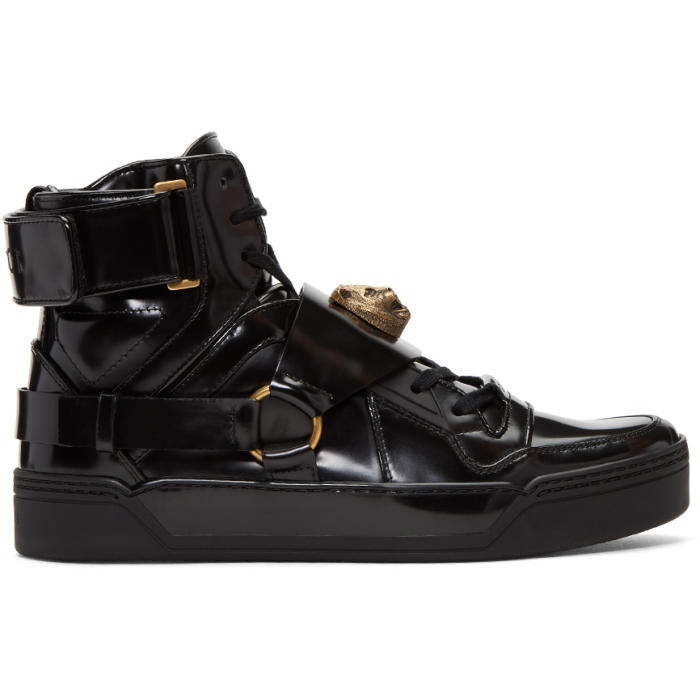 Photo: Gucci Black Tiger High-Top Sneakers