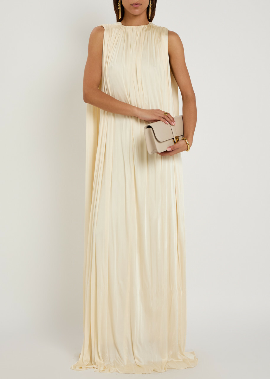 Petar Petrov Draped Gathered Stretch-jersey Gown Off White