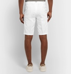 Loro Piana - Slim-Fit Pleated Cotton and Linen-Blend Bermuda Shorts - White