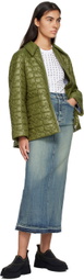 GANNI Khaki Shiny Quilt Jacket