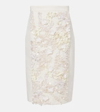 Plan C Embellished cotton drill midi skirt